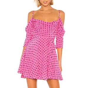 Lovers + Friends Cindy Mindy Pink and Black Polka Dot Mini Dress